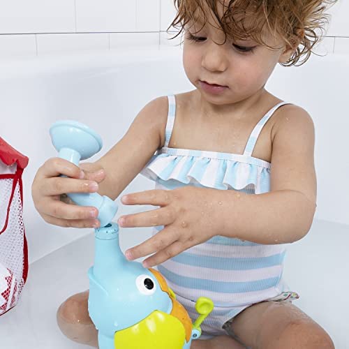 Yookidoo Elephant Sprayer ball spins atop trumpet during playtime