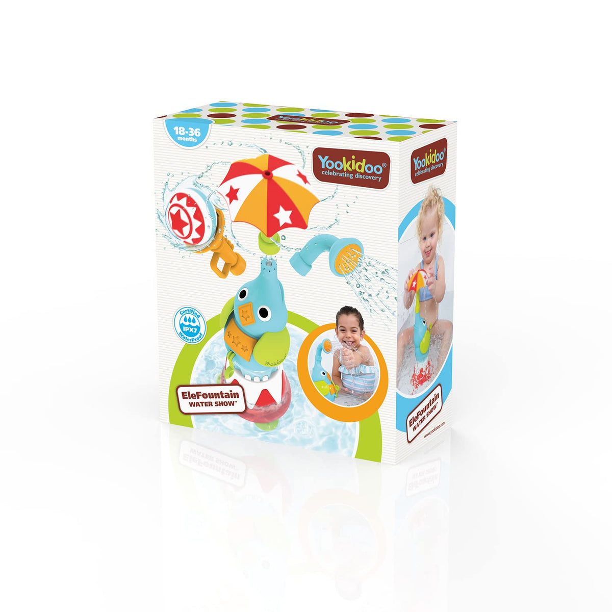 Yookidoo Elephant Sprayer includes a bathtub organizer for easy toy storage