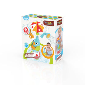 Yookidoo Elephant Sprayer includes a bathtub organizer for easy toy storage