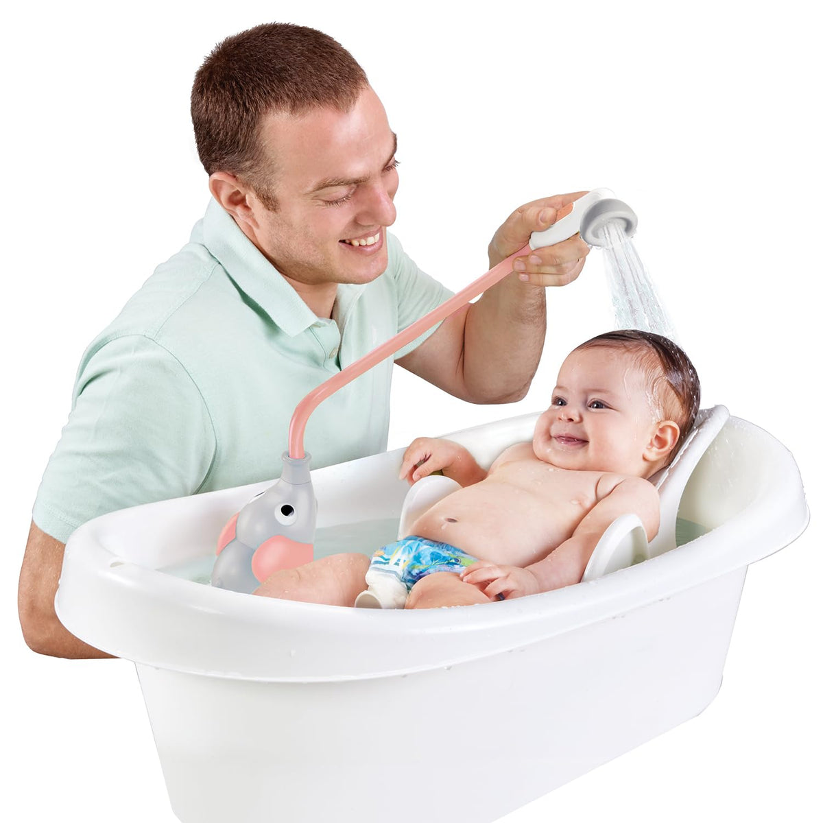 Yookidoo elephant trunk flow control for adjustable rinsing
