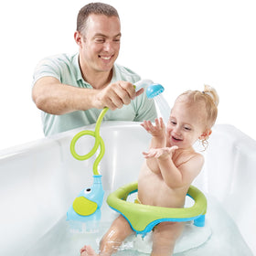 Yookidoo product in action showing spray fun that engages infants.