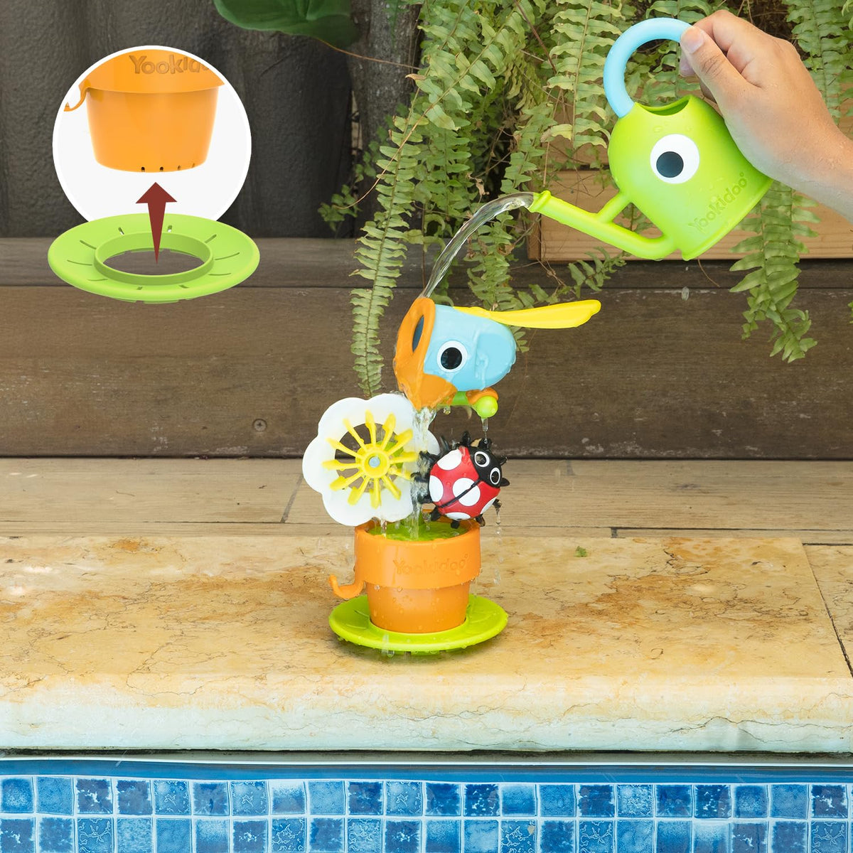 Yookidoo tub wall mount keeps the toy within reach after baths