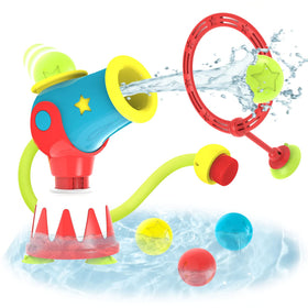 Yookidoo water cannon blaster mounted on tub for splashing bathtime fun