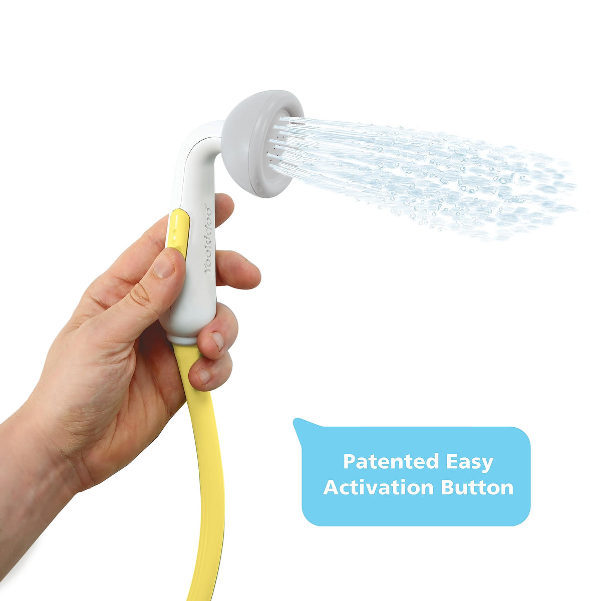 Yookidoo bright yellow design adds cheerful bath time appeal.