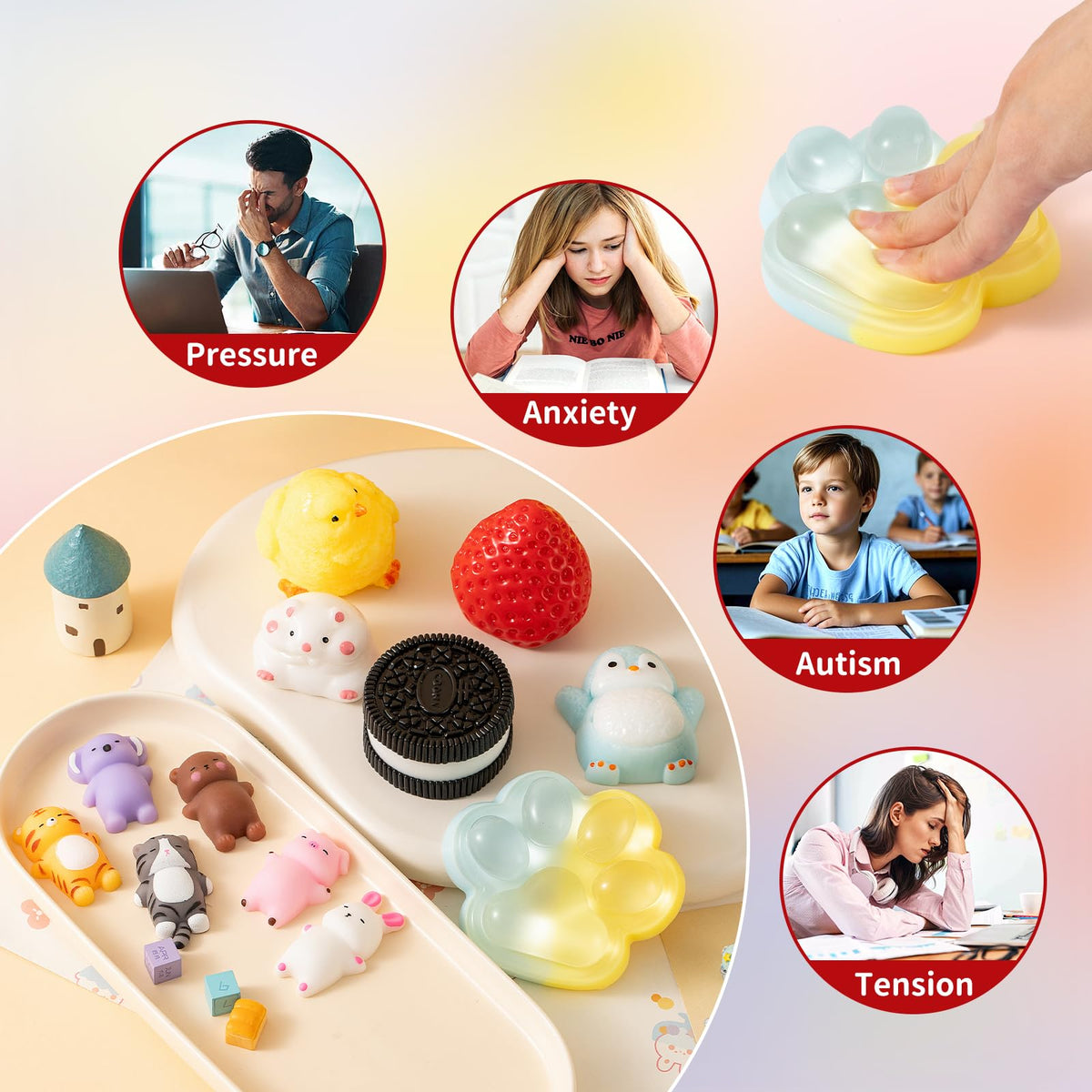 Yooshi Taba hamster squishy offers soft, slow rising relief during work.