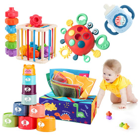 Yooyid tissue box toy with crinkle tissues and silk scarves for sensory play