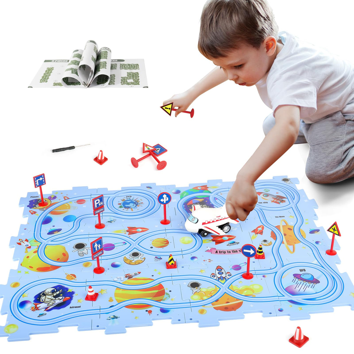 Yooyid new puzzles track car engages kids with imaginative play and learning
