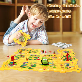 YOOYID puzzle track set with green car boosts imaginative play.