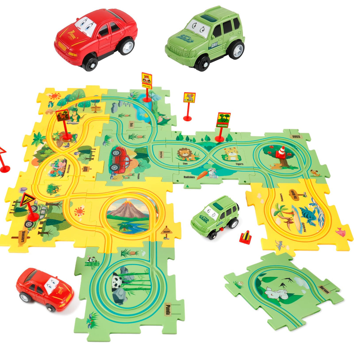 YOOYID Race Track Car Set packaging inviting imaginative play and early problem-solving for kids ages 3-5