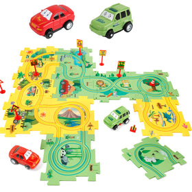 YOOYID Race Track Car Set packaging inviting imaginative play and early problem-solving for kids ages 3-5