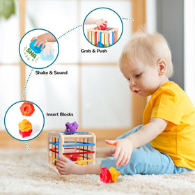 Yooyid shape sorter cube with color blocks for problem solving and motor skills