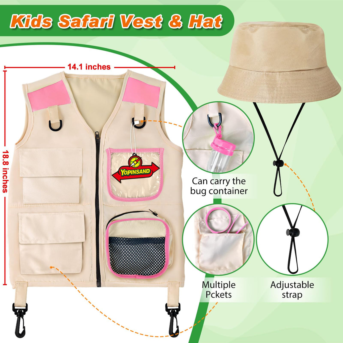 YOPINSAND Kids Explorer Hat with shade and comfort for nature adventures.