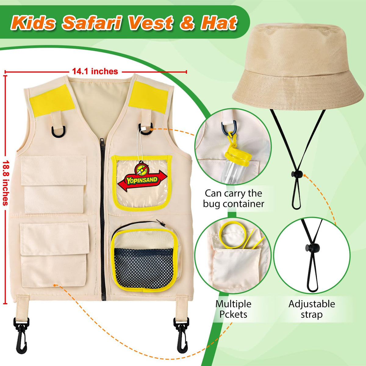 YOPINSAND Kids Explorer Hat shielding from sun during family outdoor explorations.