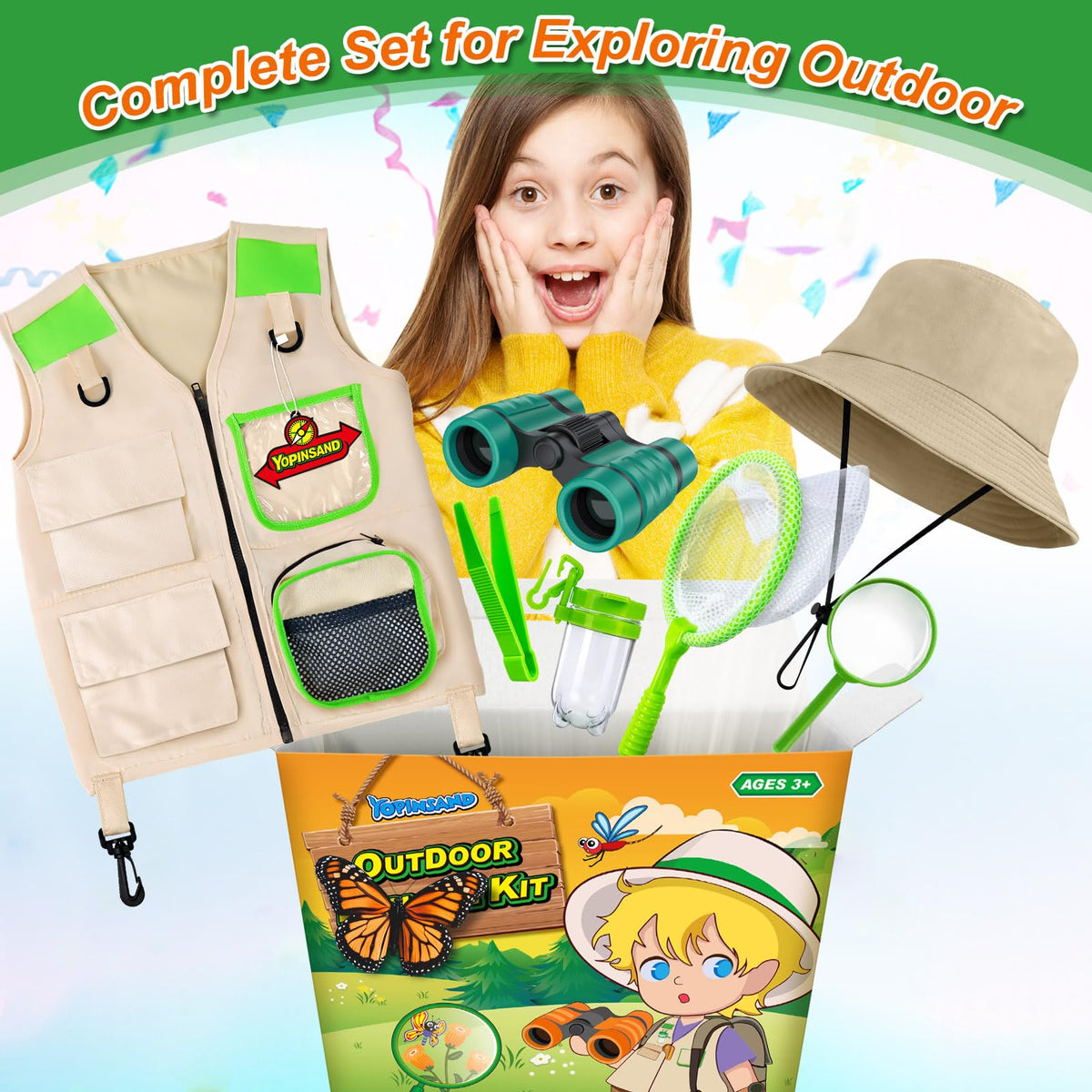 YOPINSAND Kids Explorer Kit binoculars capture distant birds and wildlife clearly.