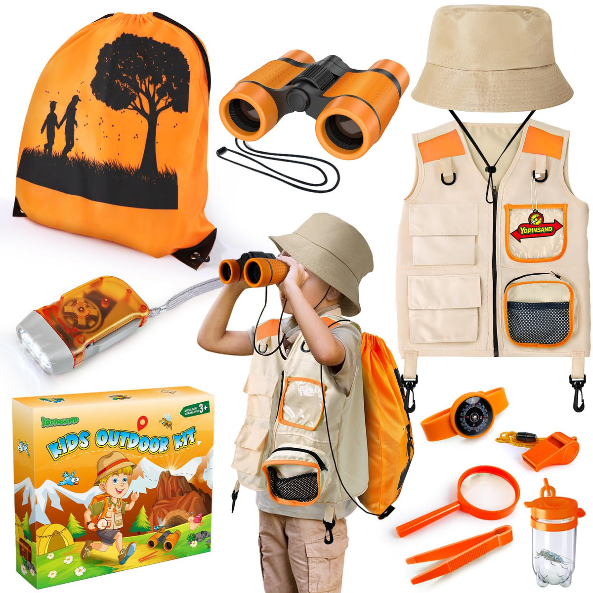 YOPINSAND Kids Explorer Kit binoculars enable outdoor discovery and imaginative nature exploration.