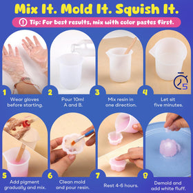 YoPoll squishy kit resin compartments for precise mixing and smooth, durable results.