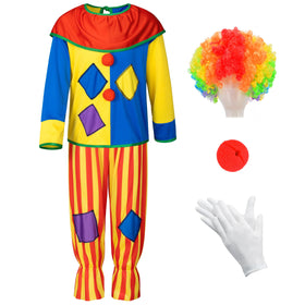 Yoroka clown costume shirt for kids; vibrant colors for quick, cheerful party looks.