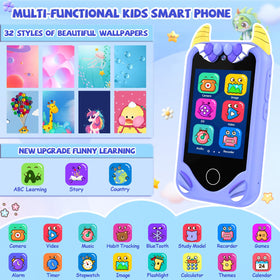 Yosfeng Kids Smart Phone displaying ABC learning content for early literacy.