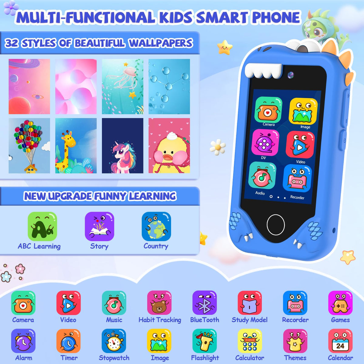 Yosfeng kids smart phone dual cameras capturing memories during play