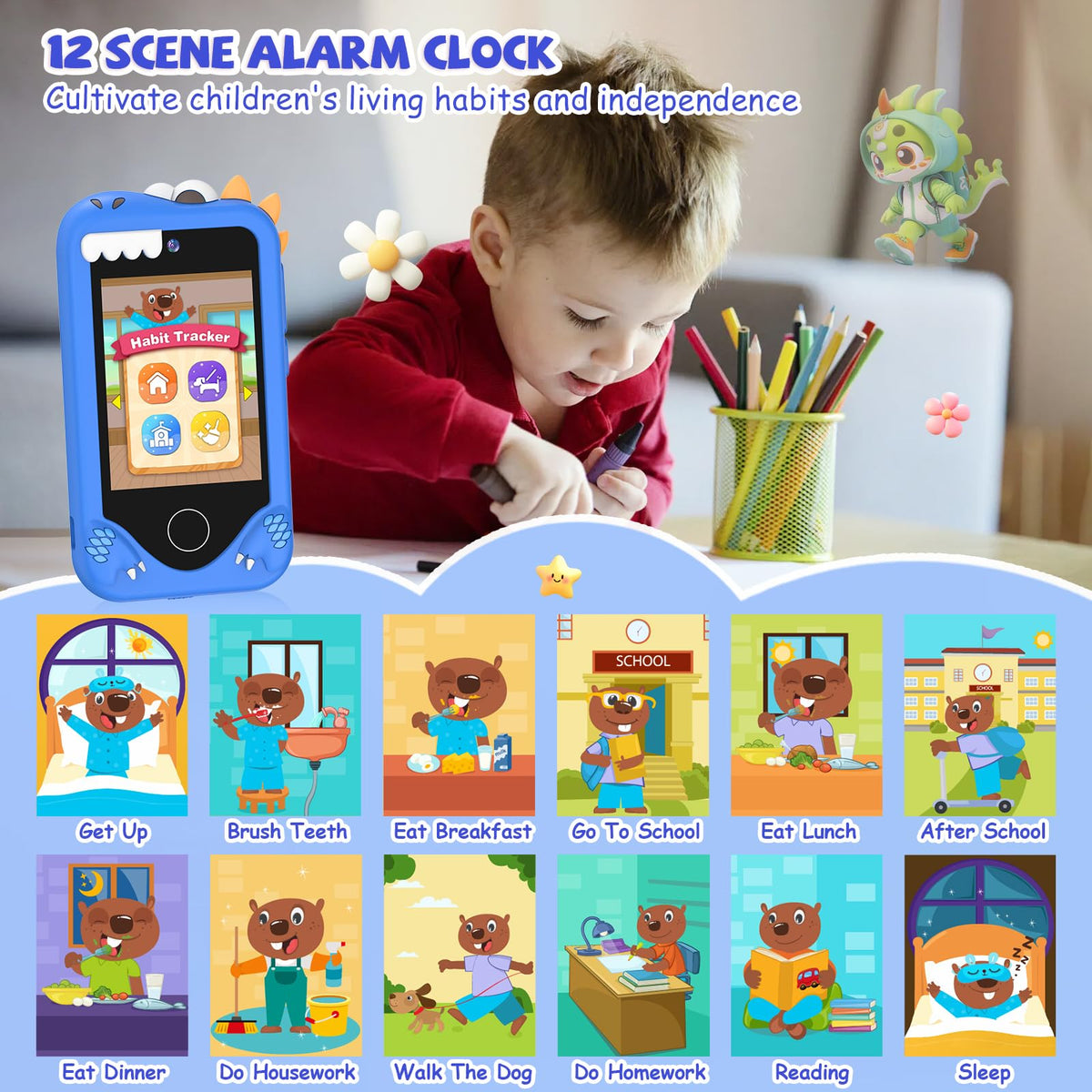 Yosfeng kids smart phone learning mode with ABC and routines