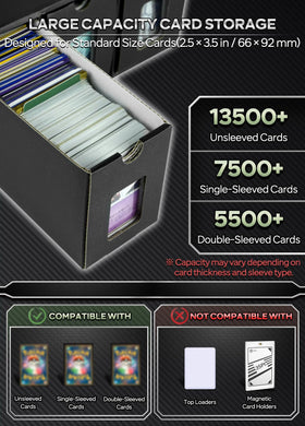 Inside view with card divider boxes keeping stacks upright and organized