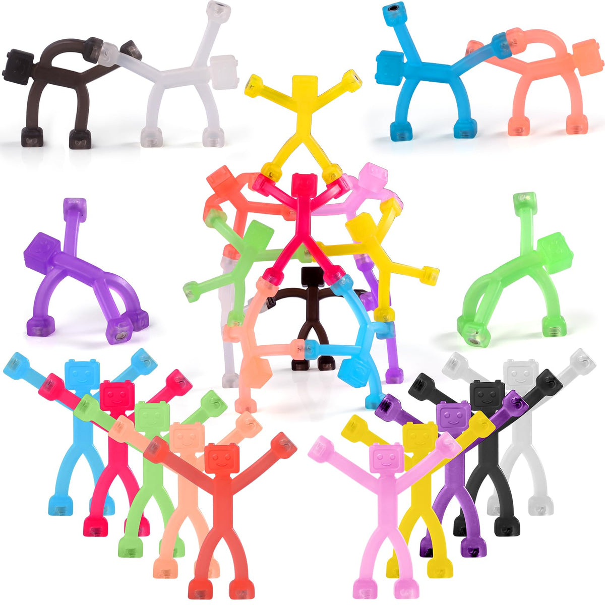 YOTNUS 24pcs magnetic travel robots translucent figures spark creative play on the go
