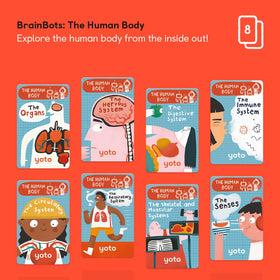 Yoto BrainBots Buzz card cover, supports active listening during hands-on discovery.