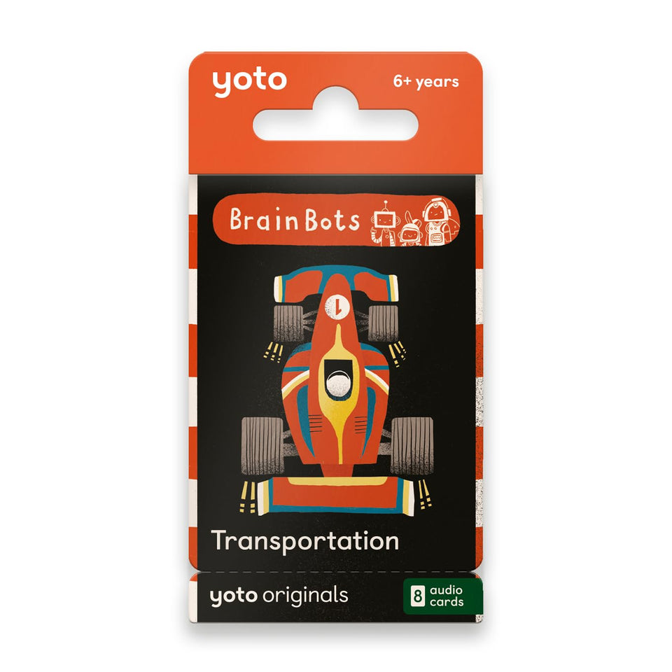 YOTO BrainBots transportation audiobook card pack for screen-free vehicle stories on the go