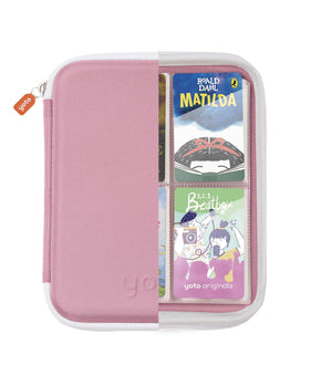 YOTO Card Case Think Pink, open with cards visible, ideal for quick access