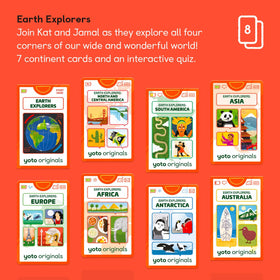 YOTO Earth Explorers interactive quiz card promoting learning through play