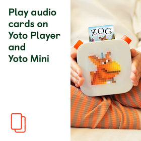 Four audiobook cards ready for listening with the YOTO Player.