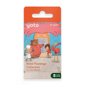 YOTO Hotel Flamingo card pack in a box for screen-free storytelling adventures.