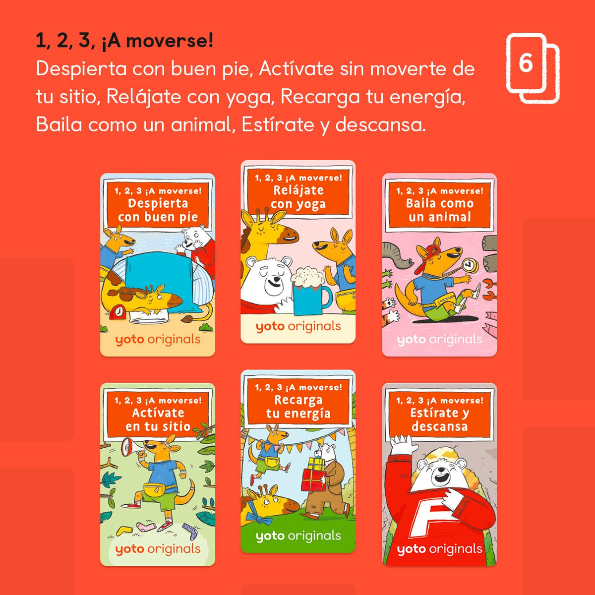 YOTO kangaroo card scene encouraging kids to move during activities.