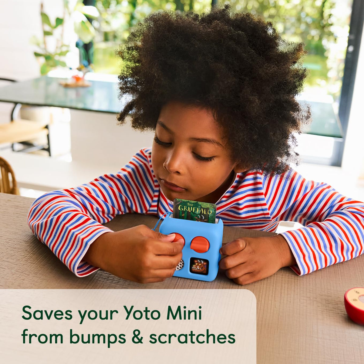 Yoto Mini anti-slip silicone skin keeps the device stable during playtime.