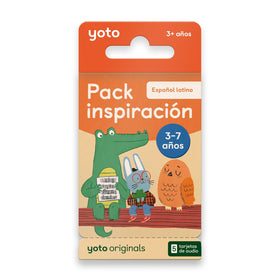 YOTO Inspiration Pack for ages 3-7 with five LatAm Spanish audiobook cards.