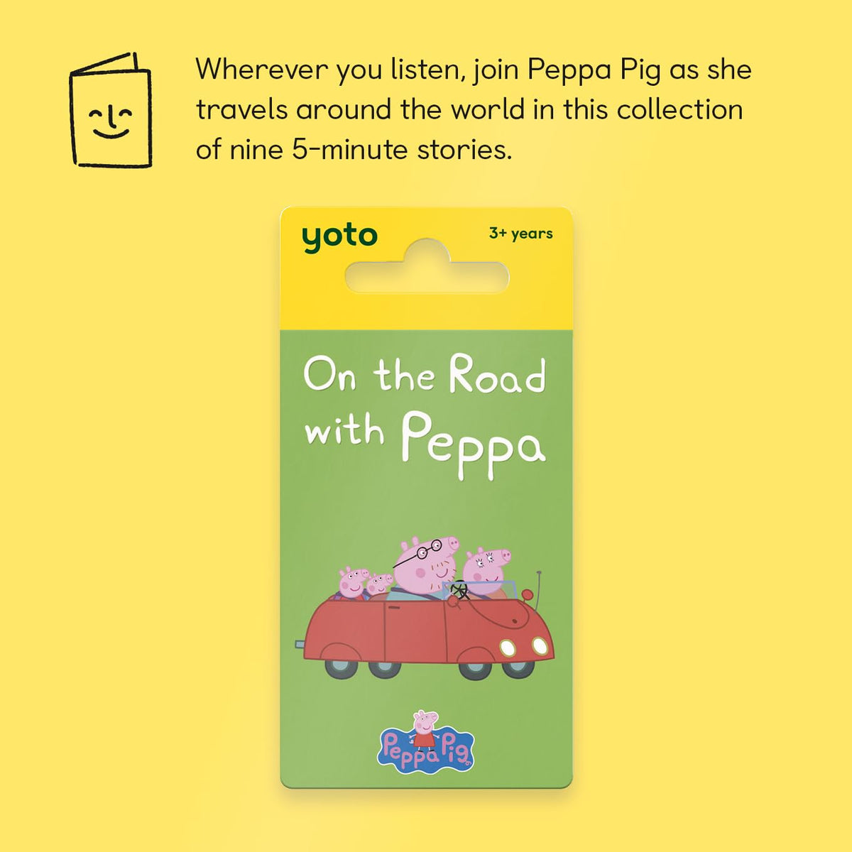 YOTO Peppa Pig world travel scene shows worldwide adventures for bedtime routines.