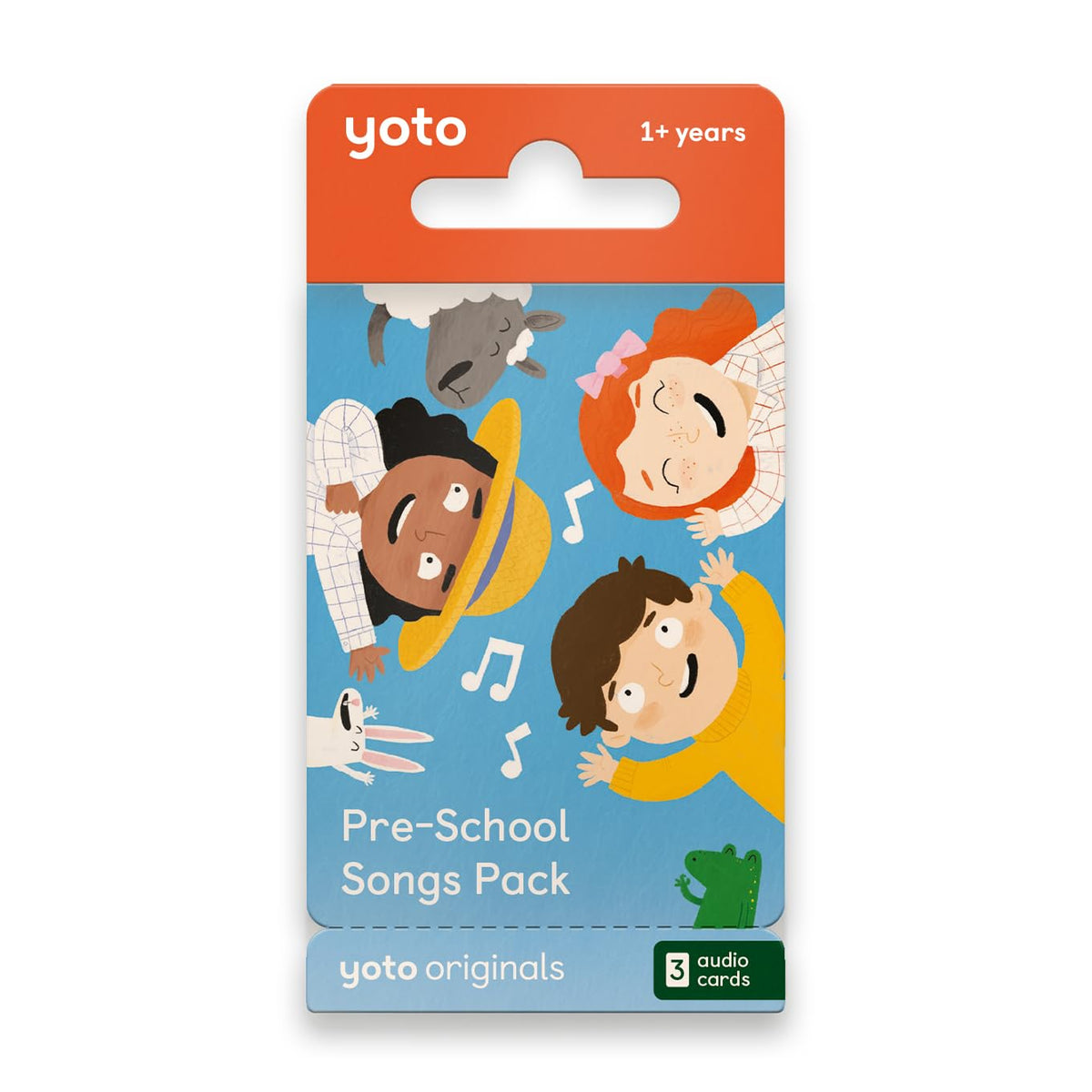 YOTO pre-school songs pack with three audiobook cards in the box for screen-free play