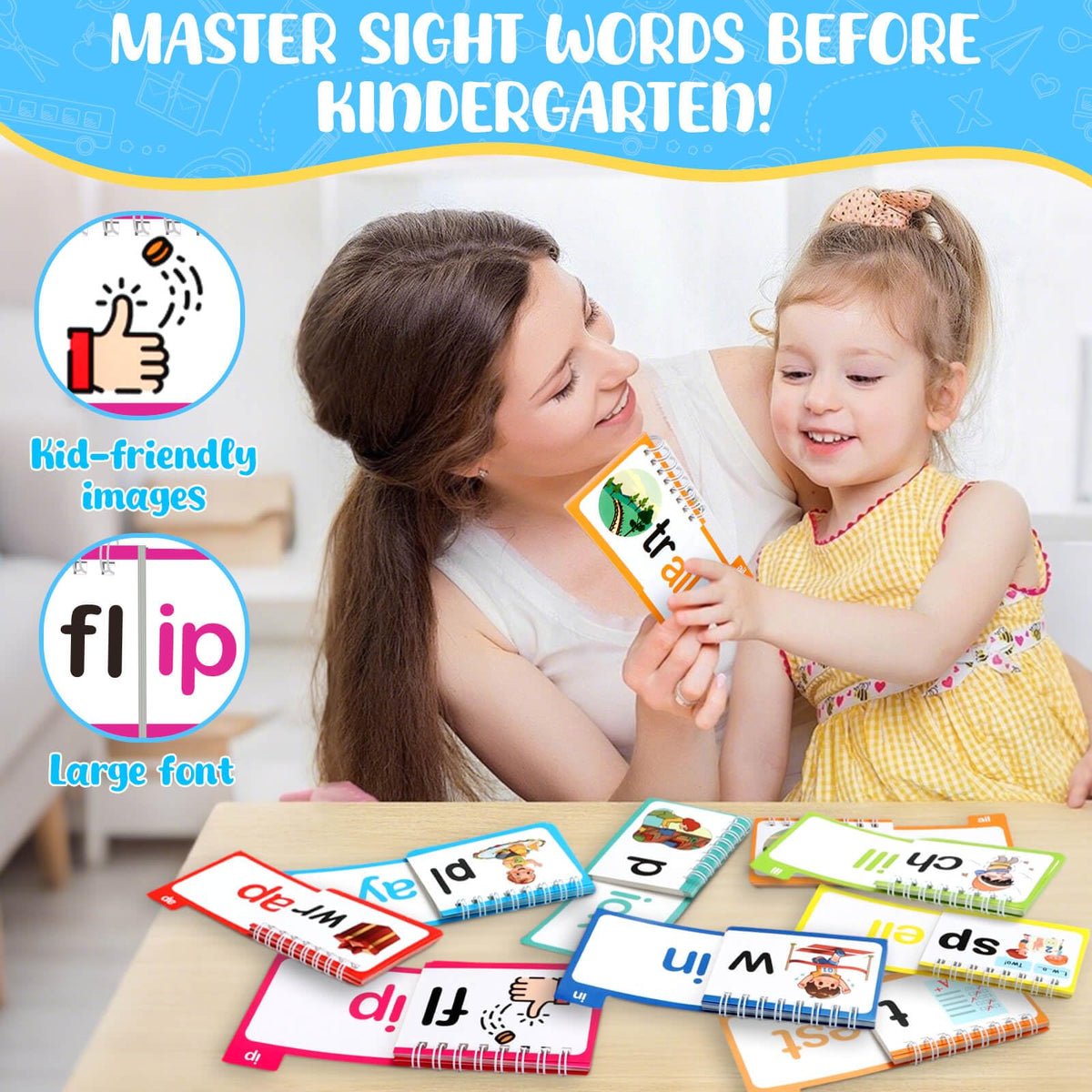 YOTOY sight words flashcards layout supports quick recognition and sentence practice.