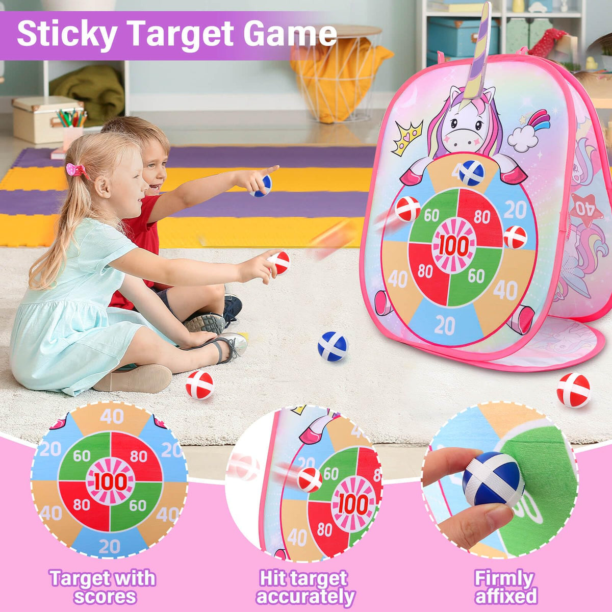 YOTOY sticky target captures kids' attention with bright colors and sticky play.