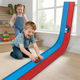 Yottix 15 ft flexible race track arranged for imaginative play and varied layouts