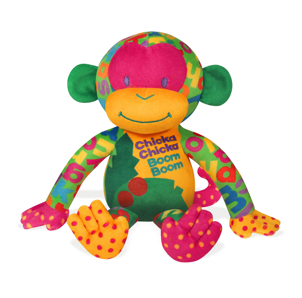 YOTTOY Chicka Chicka Boom Boom monkey front view with soft plush fabric for cozy play