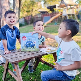 YOTTOY Little Blue Truck blocks in a cozy play space for family time
