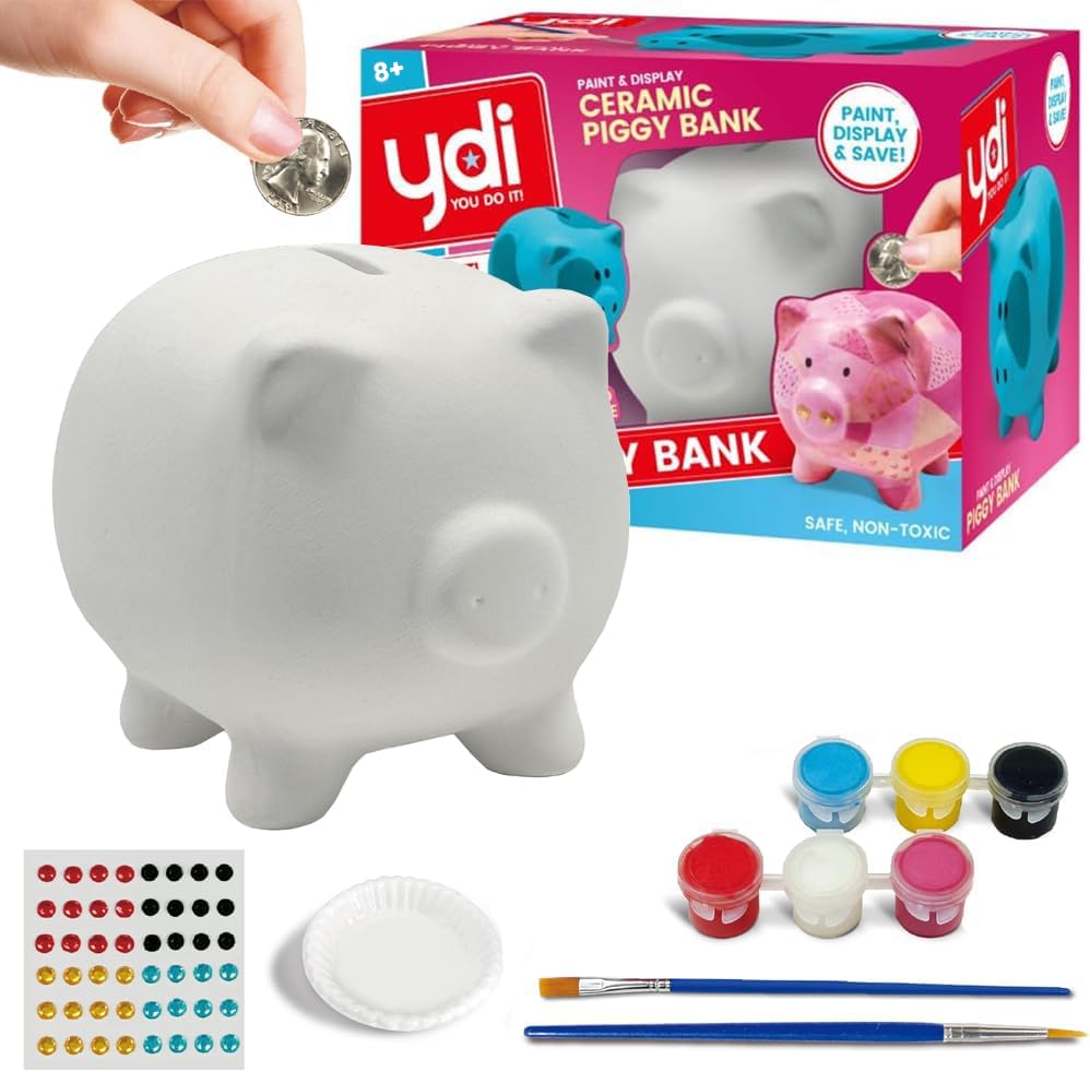 YOU DO IT piggy bank kit painting set contents for a creative session