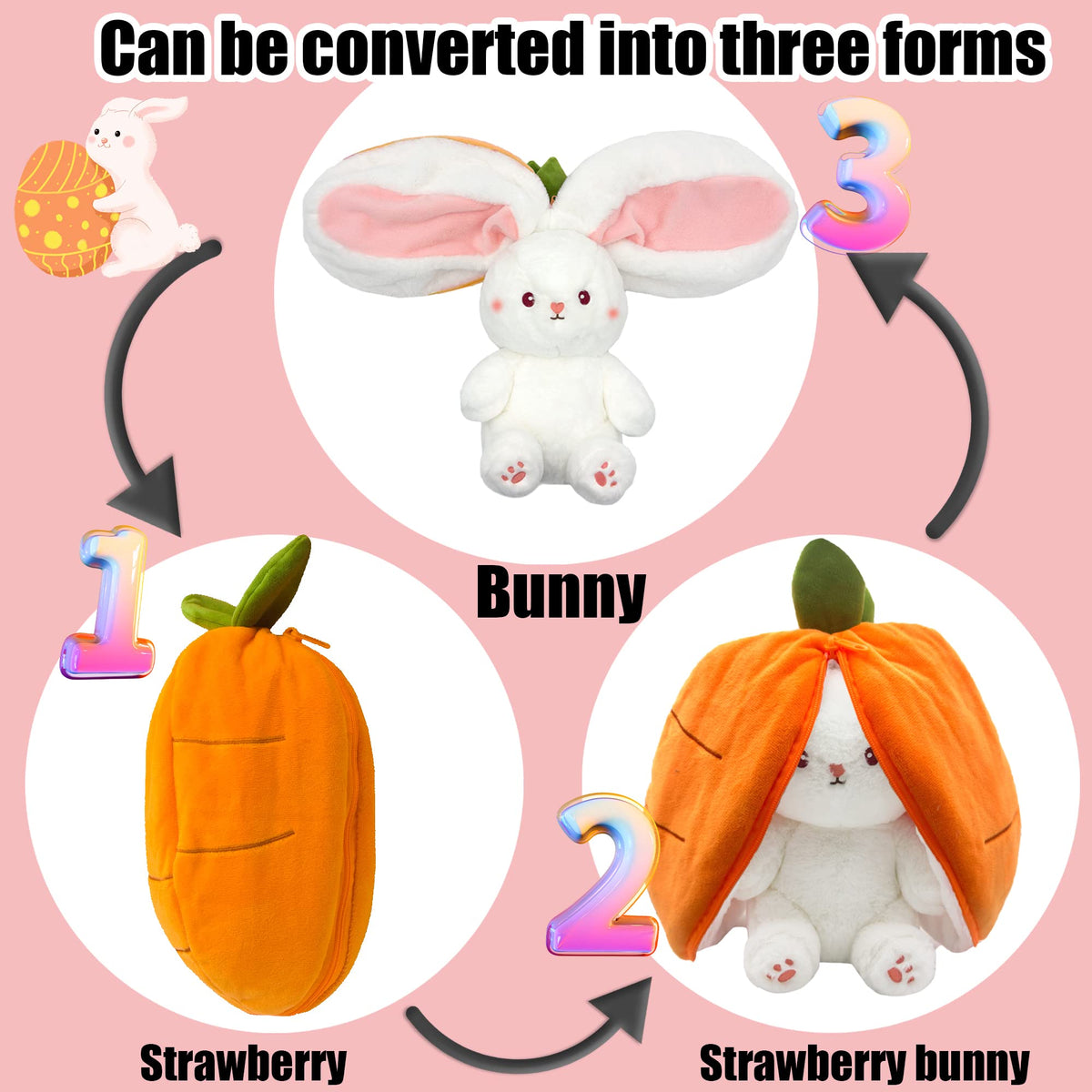 YOUBLEK bunny reversible design doubles as plush toy and pillow.