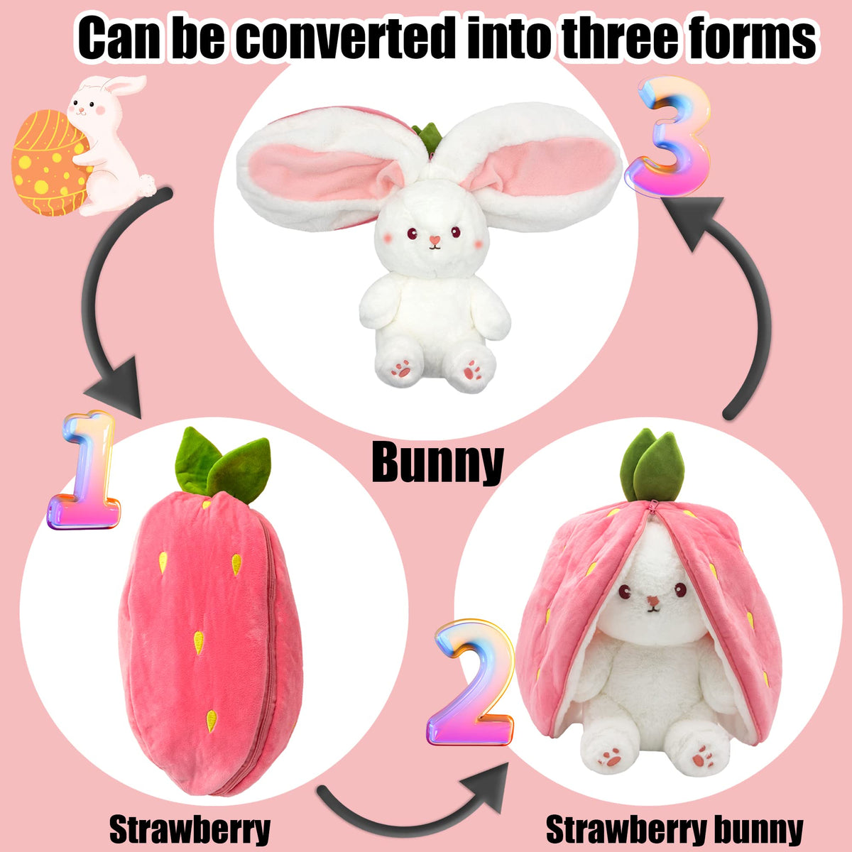 YOUBLEK bunny-stuffed-side offers a reversible design for versatile cuddling and quick mood changes.