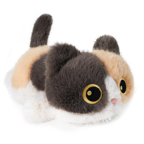 YOUBLEK Calico Cat weighted plush front view with cozy belly for comfort.