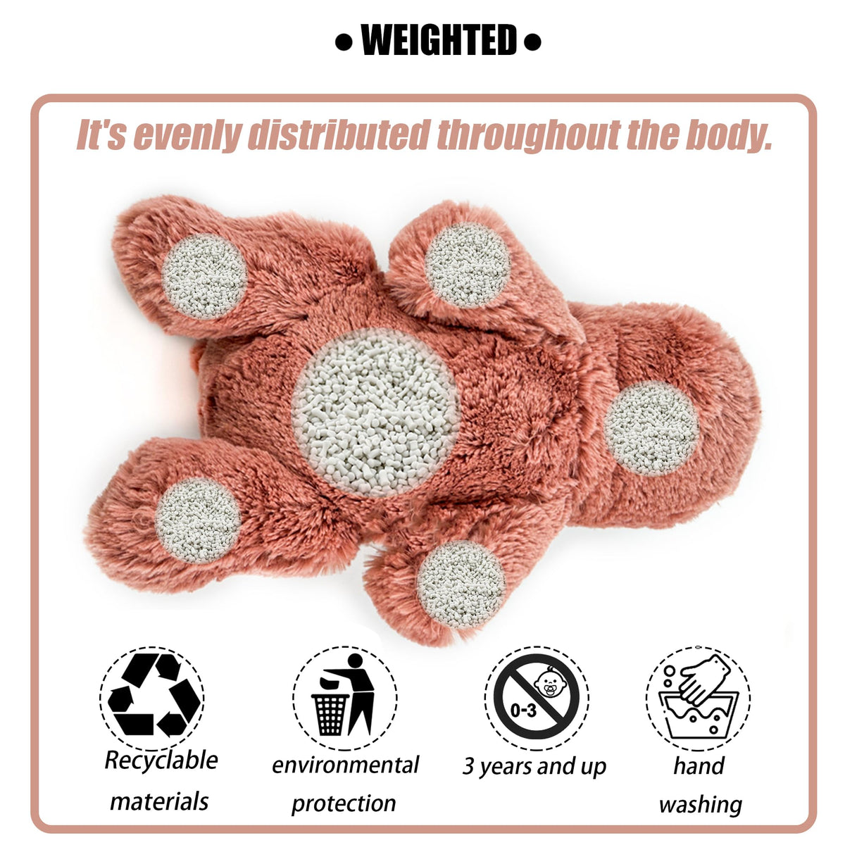 YOUBLEK pink hippo weighted plush 16-inch cuddling pose for comfort.
