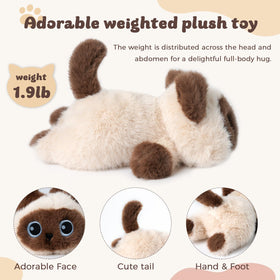 YOUBLEK siamese cat plush face with soft fur for cuddly companionship.