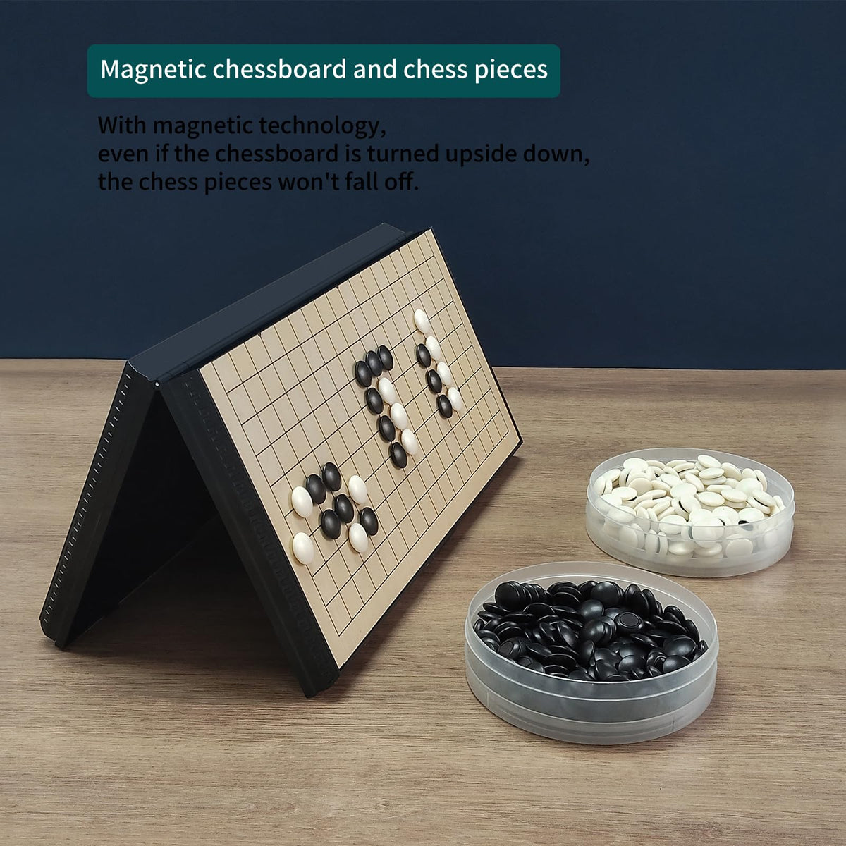 YOUKEKOEE Go Set white magnetic stones stay securely on the board.