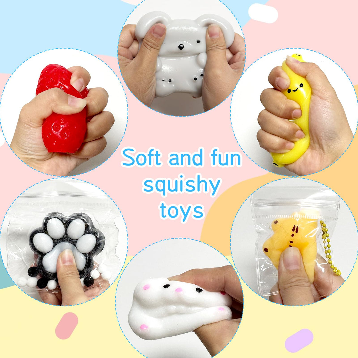 YoukkbbL Taba Squishy Pack Cat Paws, large squishies with durable texture.